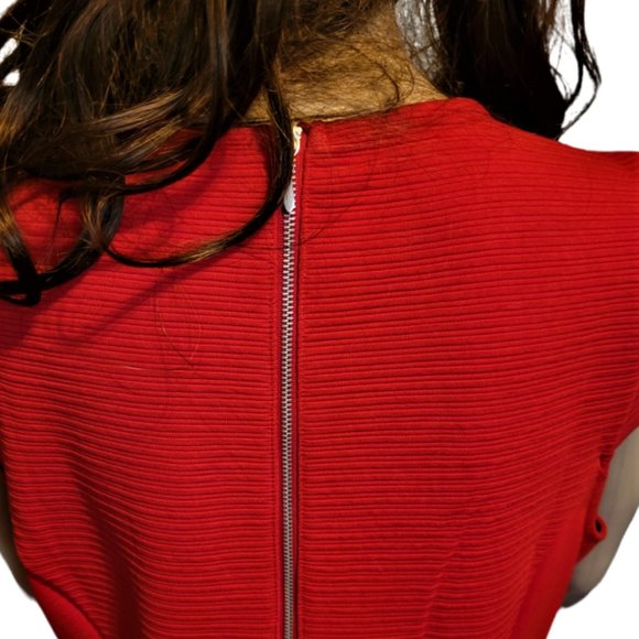 H&M Red Cap Sleeved Dress Knee Length Size 12 - Picture 5 of 7